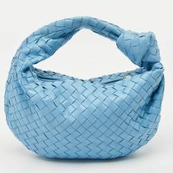 Pre Owned حقيبة بوتيغا فينيتا جودي جلد إنتريشياتو أزرق فاتح صغيرة