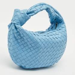 Pre Owned حقيبة بوتيغا فينيتا جودي جلد إنتريشياتو أزرق فاتح صغيرة