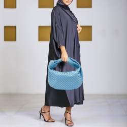 Pre Owned حقيبة بوتيغا فينيتا جودي جلد إنتريشياتو أزرق فاتح صغيرة