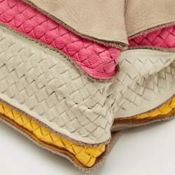 Pre Owned Bottega Veneta Multicolor Pebbled Leather Double Zip Satchel