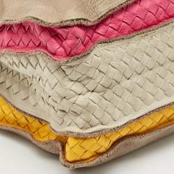 Pre Owned Bottega Veneta Multicolor Pebbled Leather Double Zip Satchel