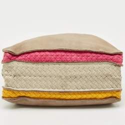 Pre Owned Bottega Veneta Multicolor Pebbled Leather Double Zip Satchel