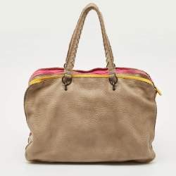 Pre Owned Bottega Veneta Multicolor Pebbled Leather Double Zip Satchel