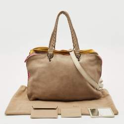 Pre Owned Bottega Veneta Multicolor Pebbled Leather Double Zip Satchel