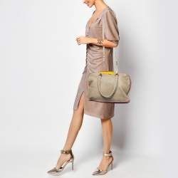 Pre Owned Bottega Veneta Multicolor Pebbled Leather Double Zip Satchel