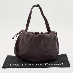 Pre Owned Bottega Veneta Dark Purple Leather Medium Bulb Shoulder Bag