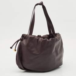 Pre Owned Bottega Veneta Dark Purple Leather Medium Bulb Shoulder Bag