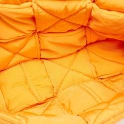 Pre Owned Bottega Veneta Orange Intreccio Nylon Medium Padded Tech Cassette Bag