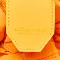 Pre Owned Bottega Veneta Orange Intreccio Nylon Medium Padded Tech Cassette Bag