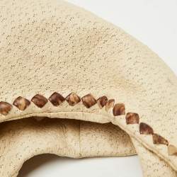 Pre Owned حقيبة بوتيغا فينيتا هوو عادية مثقبة جلدية بيضاء/بنية