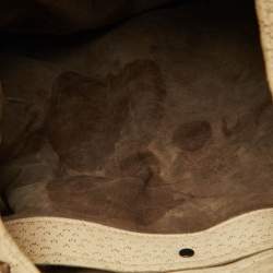 Pre Owned حقيبة بوتيغا فينيتا هوو عادية مثقبة جلدية بيضاء/بنية