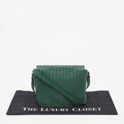 مملوكة مسبقًا حقيبة كروس بوتيغا فينيتا إنتريشياتو جلد رفراف أخضر