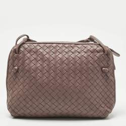 Pre Owned Bottega Veneta Mauve Intrecciato Leather Nodini Crossbody Bag