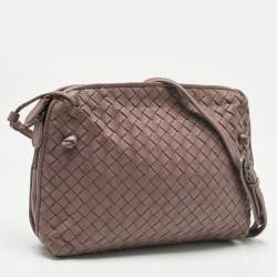 Pre Owned Bottega Veneta Mauve Intrecciato Leather Nodini Crossbody Bag