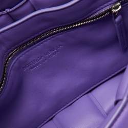 Pre Owned Bottega Veneta Purple Leather Padded Intreccio Cassette Shoulder Bag