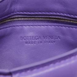 Pre Owned Bottega Veneta Purple Leather Padded Intreccio Cassette Shoulder Bag