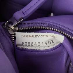 Pre Owned Bottega Veneta Purple Leather Padded Intreccio Cassette Shoulder Bag