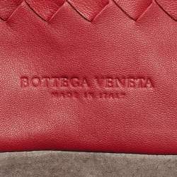 Pre Owned Bottega Veneta Red Intrecciato Leather Tote