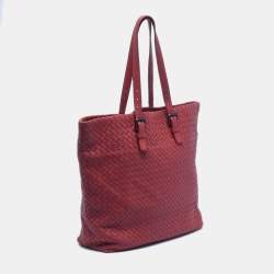 Pre Owned Bottega Veneta Red Intrecciato Leather Tote