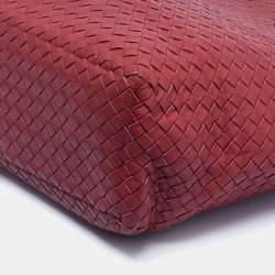 Pre Owned Bottega Veneta Red Intrecciato Leather Tote