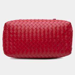 Pre Owned Bottega Veneta Red Mini Nappa Intrecciato Roma Satchel