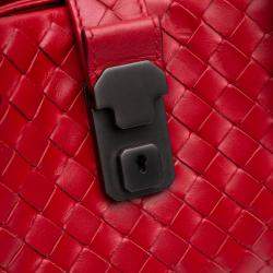 Pre Owned Bottega Veneta Red Mini Nappa Intrecciato Roma Satchel