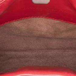 Pre Owned Bottega Veneta Red Mini Nappa Intrecciato Roma Satchel