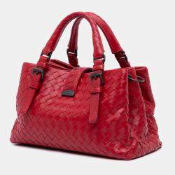 Pre Owned Bottega Veneta Red Mini Nappa Intrecciato Roma Satchel