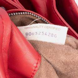 Pre Owned Bottega Veneta Red Mini Nappa Intrecciato Roma Satchel