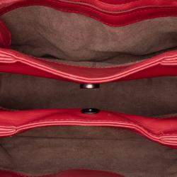 Pre Owned Bottega Veneta Red Mini Nappa Intrecciato Roma Satchel