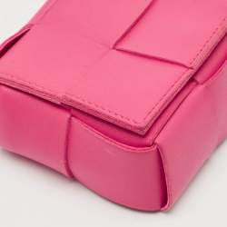 Pre Owned  حقيبة كتف بوتيغا فينيتا كاسيت ميني جلد انتشريسو وردي 