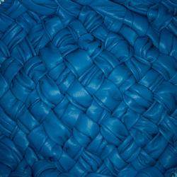 Pre Owned Bottega Veneta Blue Foulard Intrecciato Banana Bag