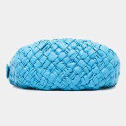 Pre Owned Bottega Veneta Blue Foulard Intrecciato Banana Bag