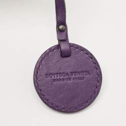 Pre Owned Bottega Veneta Purple Intrecciato Printed Nylon and Leather Tote