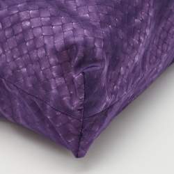 Pre Owned Bottega Veneta Purple Intrecciato Printed Nylon and Leather Tote