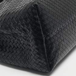 Pre Owned Bottega Veneta Black Intrecciato Leather Large Cabat Tote