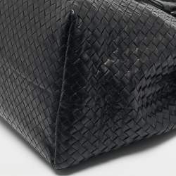 Pre Owned Bottega Veneta Black Intrecciato Leather Large Cabat Tote