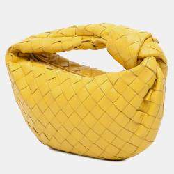 Pre Owned Bottega Veneta Yellow Mini Nappa Intrecciato Jodie