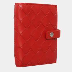 Pre Owned Bottega Veneta Red Mini Intrecciato Bi-Fold Wallet