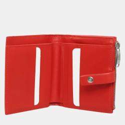 Pre Owned Bottega Veneta Red Mini Intrecciato Bi-Fold Wallet