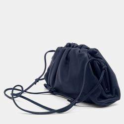 Pre Owned Bottega Veneta Navy Blue Butter Calf Leather Crossbody Bag