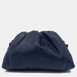 Pre Owned Bottega Veneta Navy Blue Butter Calf Leather Crossbody Bag