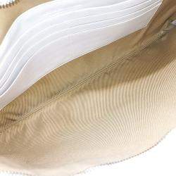 Pre Owned Bottega Veneta White Leather Mesh Clutch