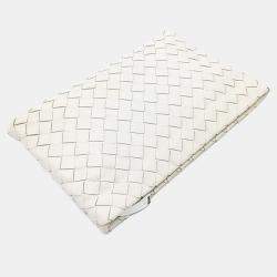 Pre Owned Bottega Veneta White Leather Mesh Clutch
