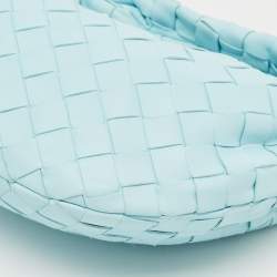 Pre Owned Bottega Veneta Light Blue Intrecciato Leather Mini Jodie Hobo