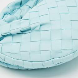 Pre Owned Bottega Veneta Light Blue Intrecciato Leather Mini Jodie Hobo