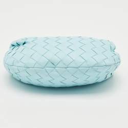 Pre Owned Bottega Veneta Light Blue Intrecciato Leather Mini Jodie Hobo