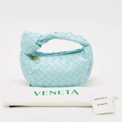 Pre Owned Bottega Veneta Light Blue Intrecciato Leather Mini Jodie Hobo