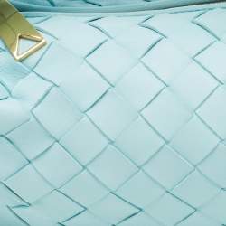 Pre Owned Bottega Veneta Light Blue Intrecciato Leather Mini Jodie Hobo
