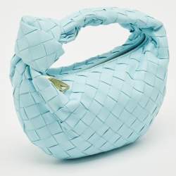 Pre Owned Bottega Veneta Light Blue Intrecciato Leather Mini Jodie Hobo